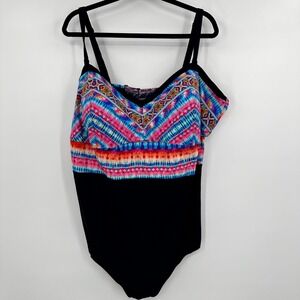 Torrid One-Piece Swim Suit Women's 6 Multi Geometric‎ Print Adjustable Strap